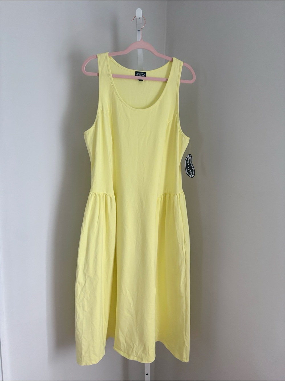 Scoop NWT Women's Lemon Stretch Cotton Blend Midi Basque Dress, Plus Size 20/XXL - Picture 5 of 9